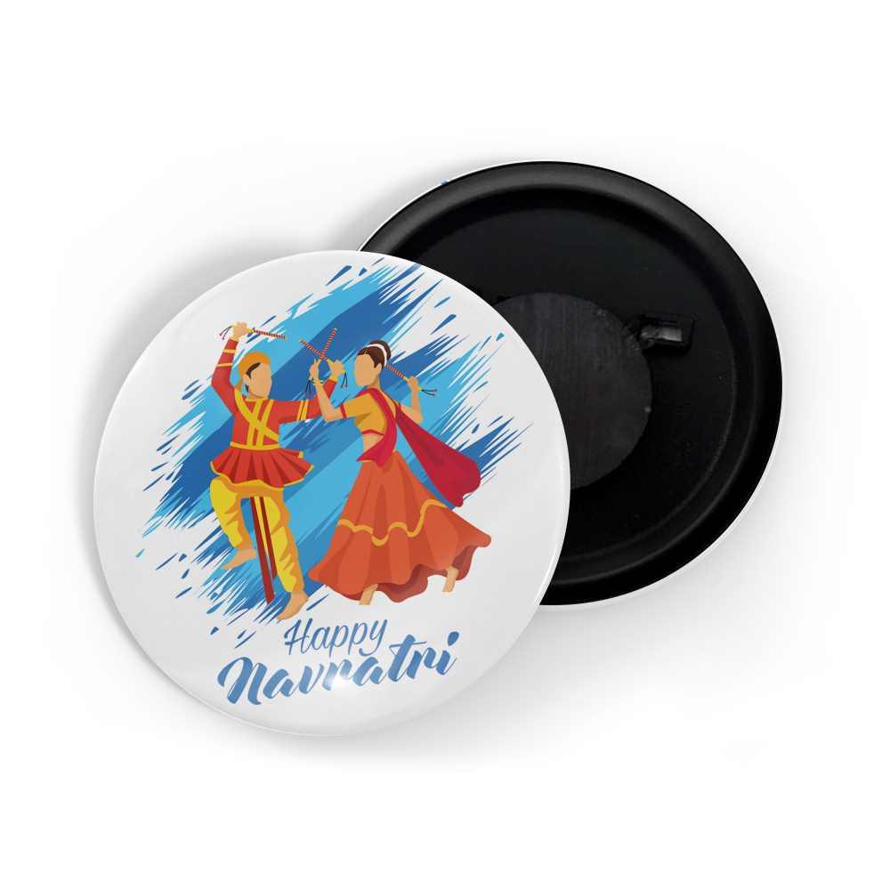 dhcrafts Fridge Magnet White Navaratri D2 Glossy Finish Design Pack of 1